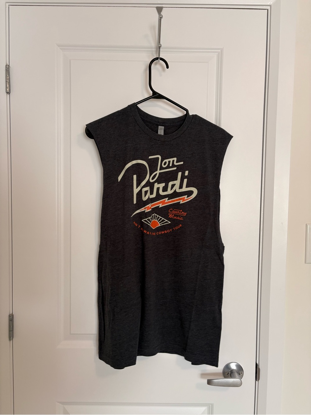 Don Pardi Graphic Muscle Tee - Charcoal with Cream & Orange Logo